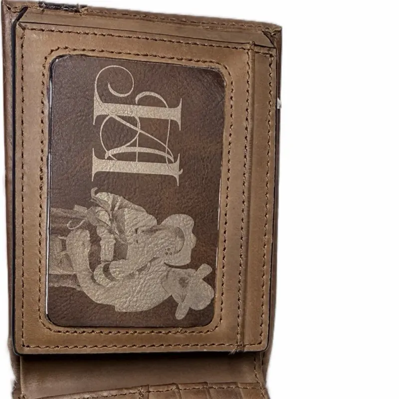 Leather Wallet with Laser Engraved Design and Monogram regalo