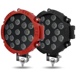2 Pack 7 Inch 51W Round LED Light | 51W Super Bright Off-Road Lamp | IP67 Waterproof Driving Light for Jeep ATV SUV Boat Truck