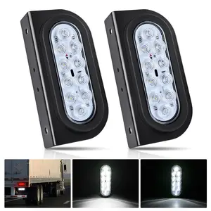 Nilight 6-Inch Oval Trailer Tail Lights (2PCS) - Flush Mount Grommets, Plugs, Mounting Brackets, Waterproof White Reverse Backup Lights, RV Compatible for Trucks