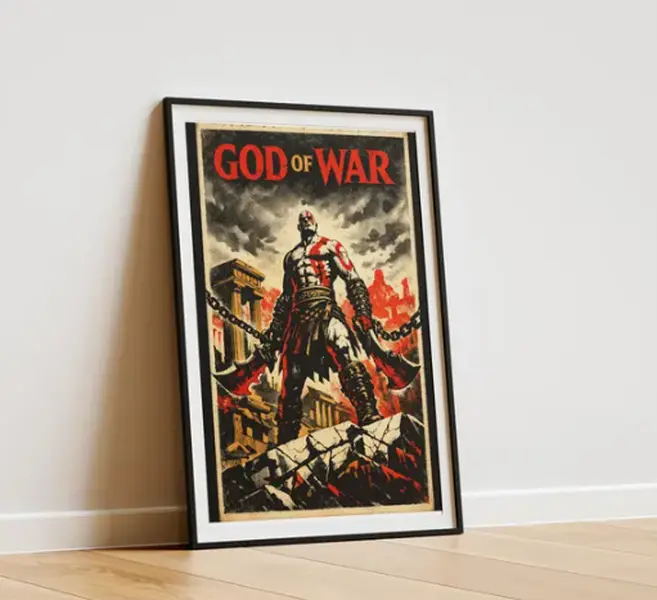 God of War II Poster, Retro Gaming Room Art