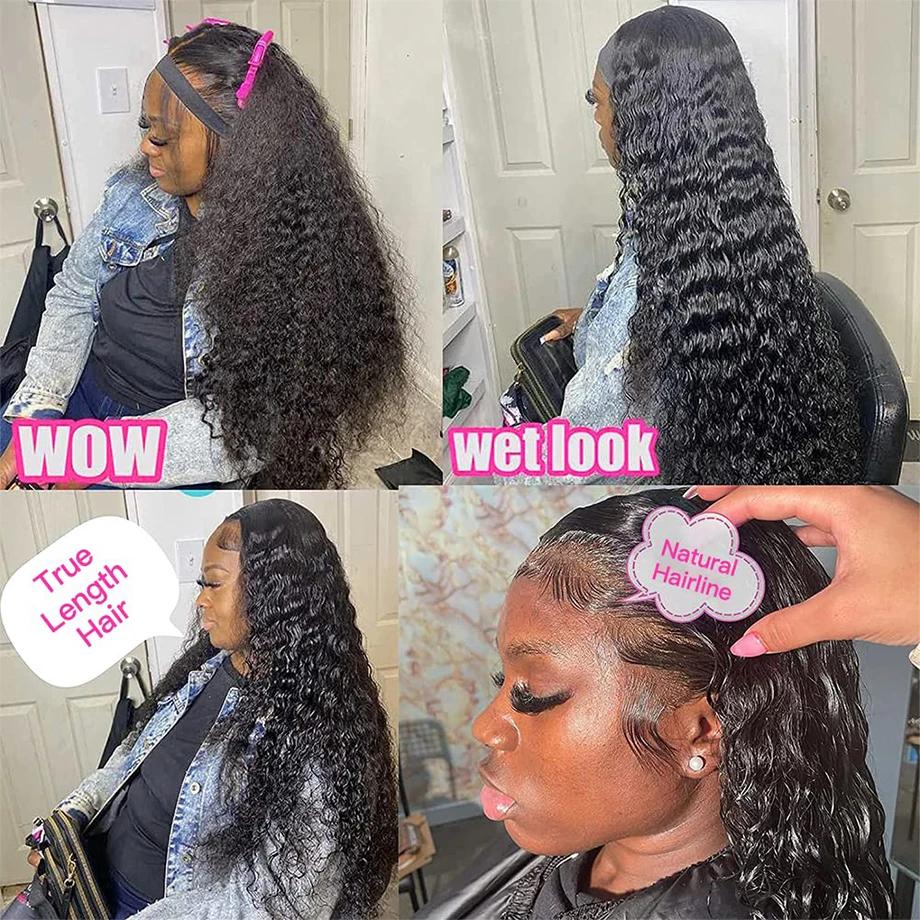 Bling Hair 36 38 Inch Water Wave 13X4 Transparent Lace Front Wigs Water Wave 13X6 Frontal Wig Hd Lace Human Hair 180 Density Wigs Natural Hairline For Black Women