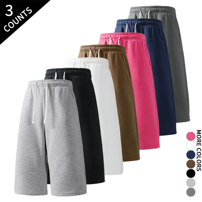 Affordable 3-pack knee-length athletic shorts, durable drawstring Bermuda shorts, comfortable loose fit stylish sports shorts suitable for both men and women