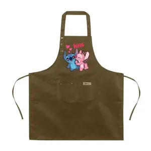 Disney Stitch Black Waterproof Apron with Pockets - Ideal for Multiple Uses & Convenient Storage - Practical & Reliable Apron