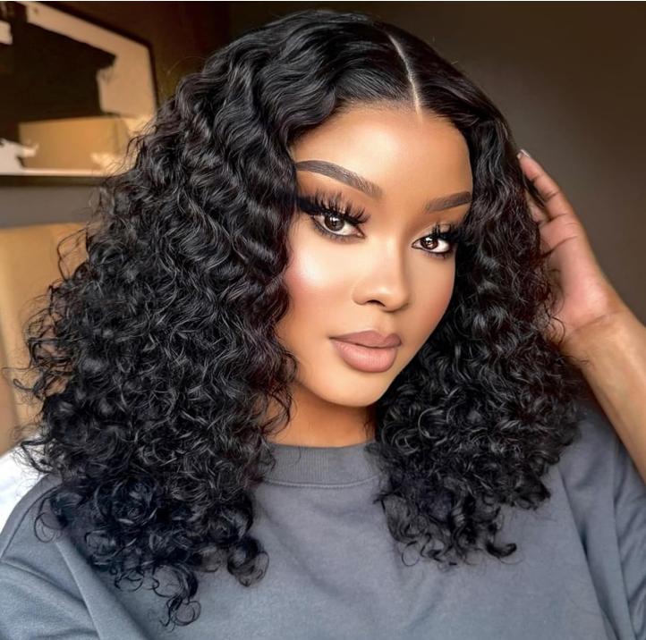 Loyom Deep Wavebob Wig 12A Grade Unprocessed Virgin Brazilian 180% Density HD Curly BOB Lace Front Wigs for Black Women No Shedding Glueless Short Curly Frontal BOB Wigs