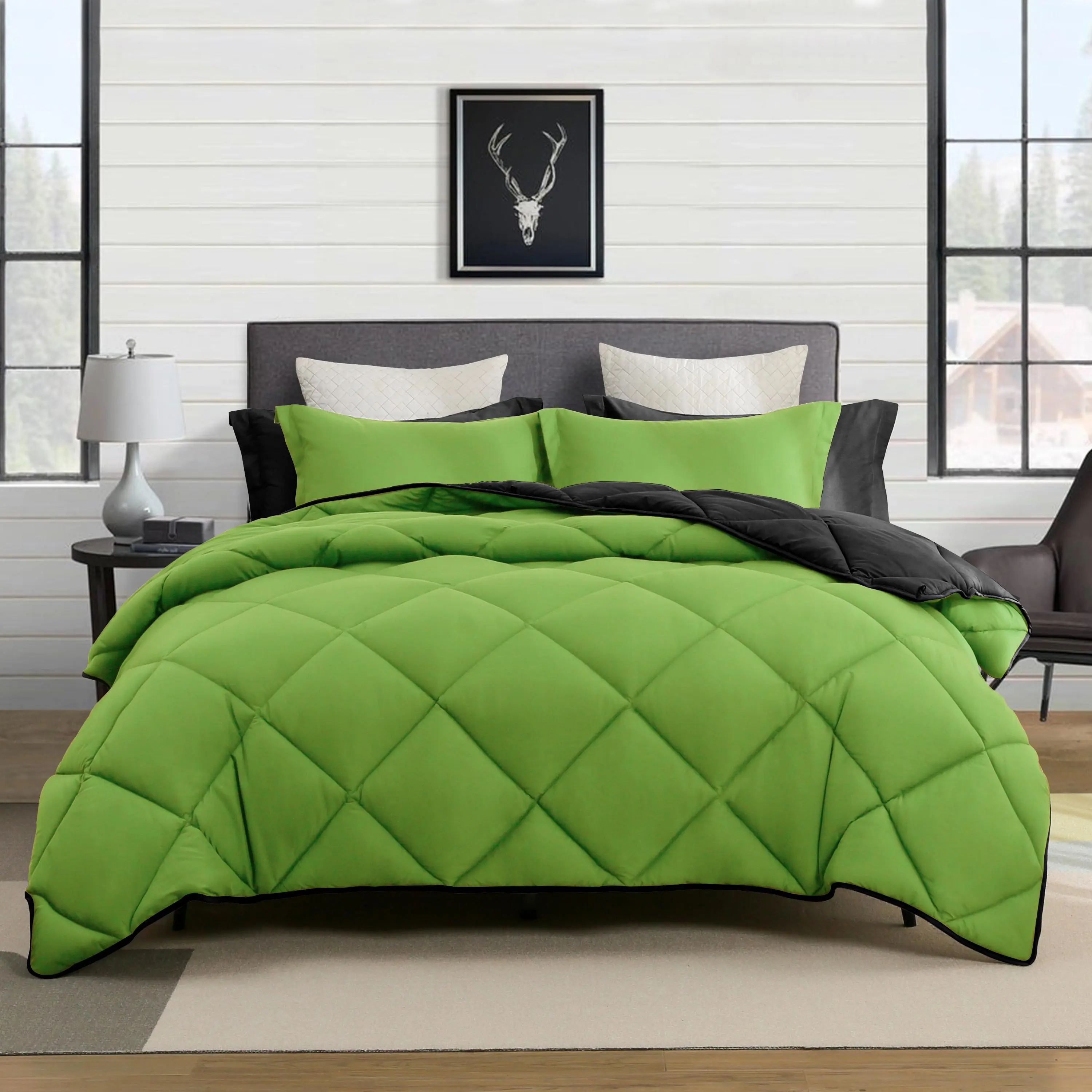 3PCS Reversible Down Alternative Comforter Set - 2 Pillowcases Included, All Seasons 2 Sided Bedding, Comfy Bedding Sets, Soft Reversible Bed Cover,back to school,back to school shopping,home decor sohochic