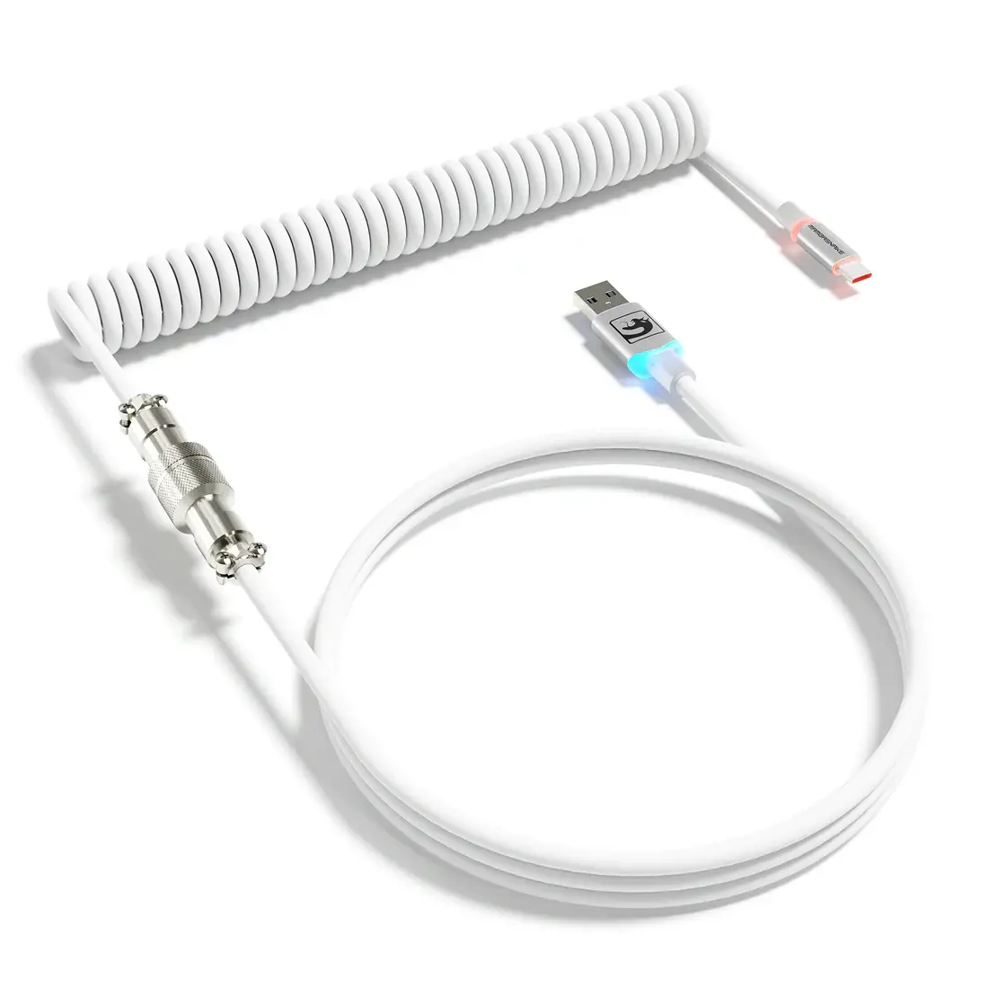 MAMBASNAKE 01 Ultra RGB Coiled Keyboard Cable,Pro Custom USB-C Aviator Cable for Gaming Keyboards,Stable Dual-Sleeved Design,2m Type-C to USB-A Hyper-Speed,Detachable Metal Aviator for PC Gamer, Usb C Cables, Type C Wired backtoschool
