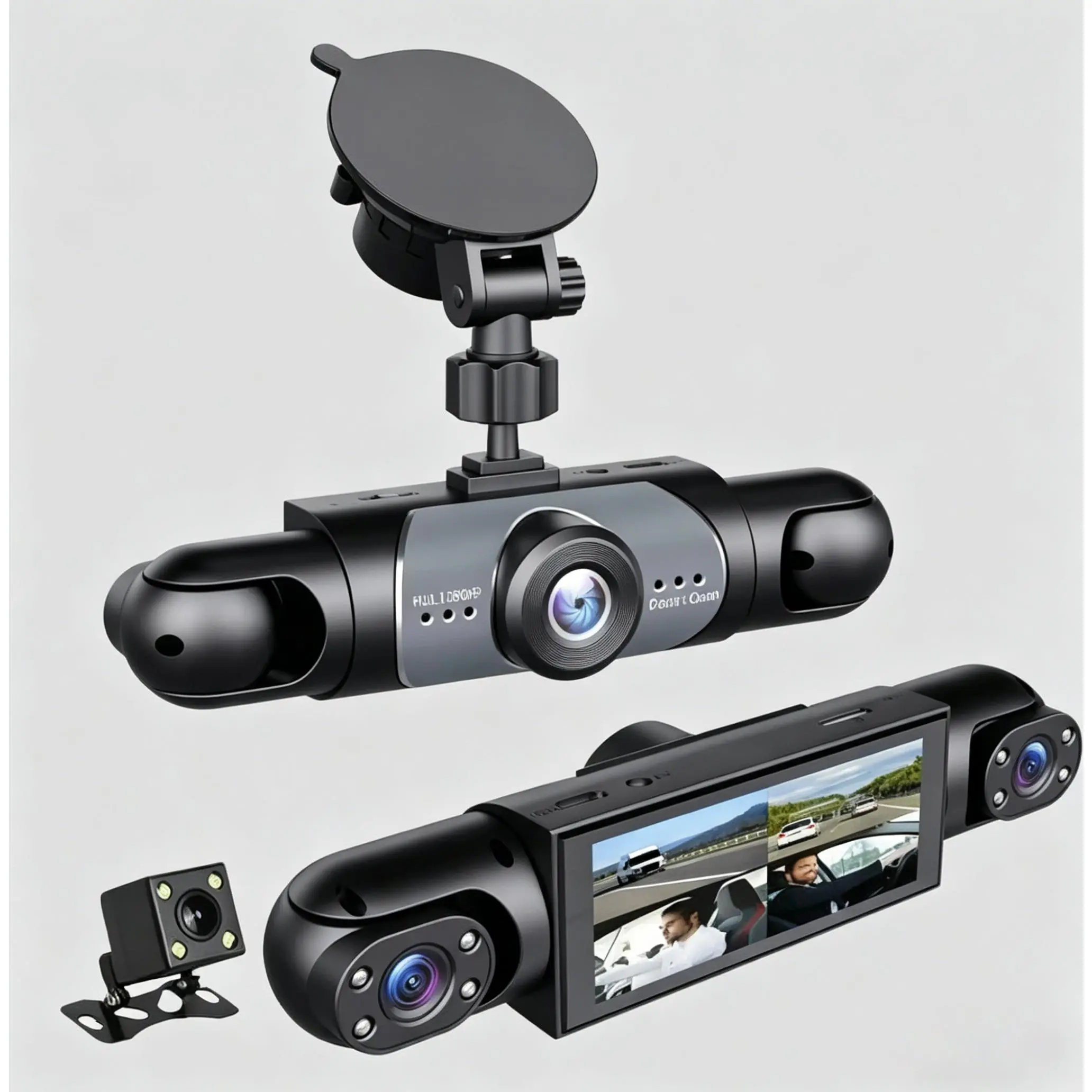 4-Channel 1080P Car DVR Dash Cam, Full HD Night Vision Driving Recorder + 64GB Card