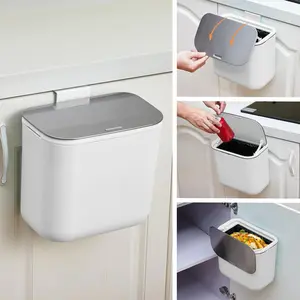 Garvee 1.8 Gallon Hanging Trash Can with Stainless Steel Lid, Under Sink Compost Bin for Kitchen Cabinet Door Mounted, Food Waste Container for RV, Bathroom, Office Use