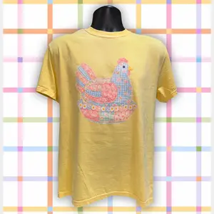 Vintage Faux Patchwork Chicken Tee – Farmhouse Cottagecore Shirt