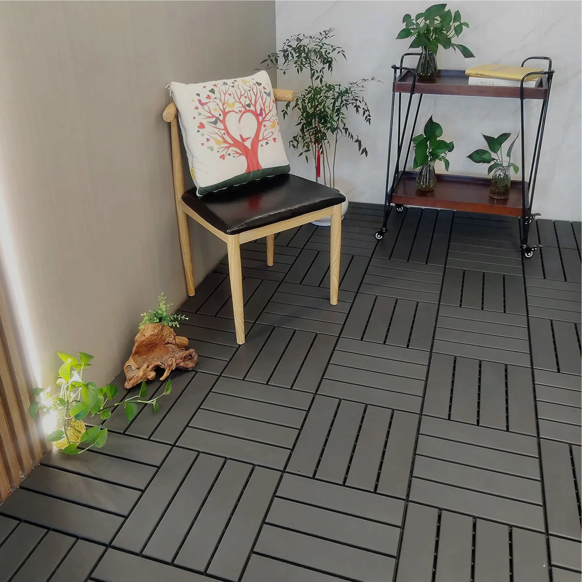 ZUGELAN 44-Pcs 12"x12" Interlocking Deck Tiles, 44 Sq. Ft Easy-to-Install Waterproof Outdoor Flooring, All-Weather for Patio, Balcony, Indoor Area