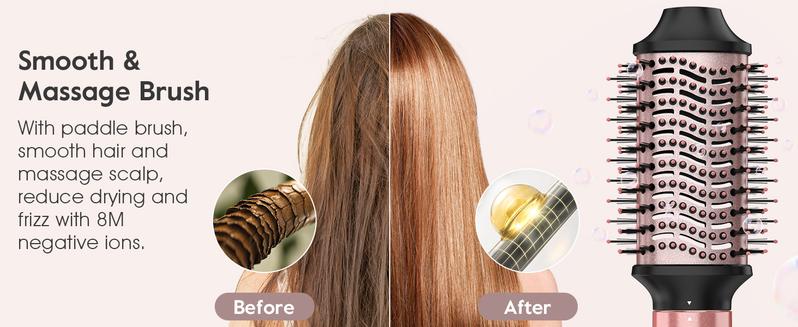 Brightup 5 in 1 Air Styler Automatic Hair Curling Iron with Detachable Brush Head, Blow-Dry,Straightening Wrap  Negative Ions Ergonomic Rose Gold(Advanced Custom) Christmas Gifts Holiday Gift