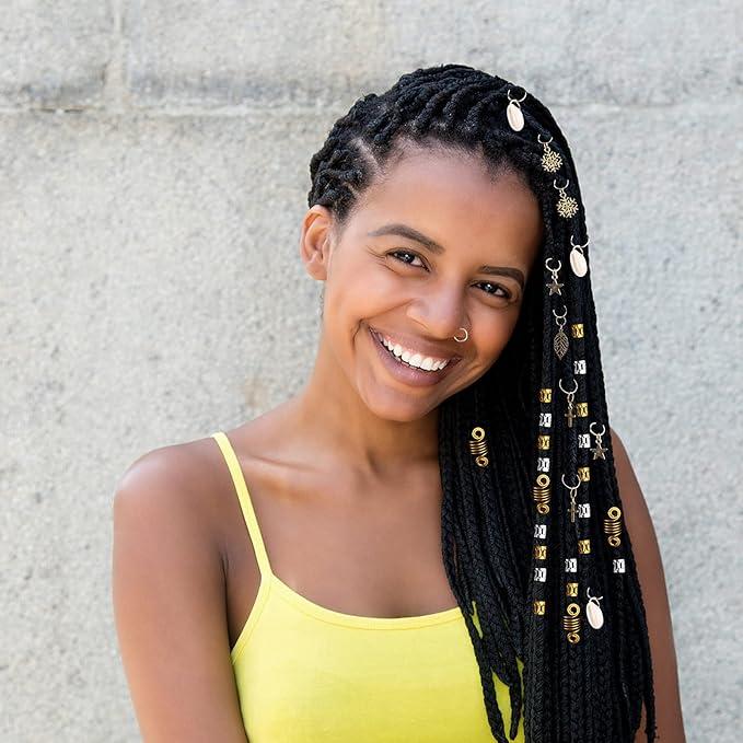 140 PCS Loc Hair Jewelry for Women Braids, Dreadlock Accessories Metal Sliver Gold Hair Cuffs Decorations