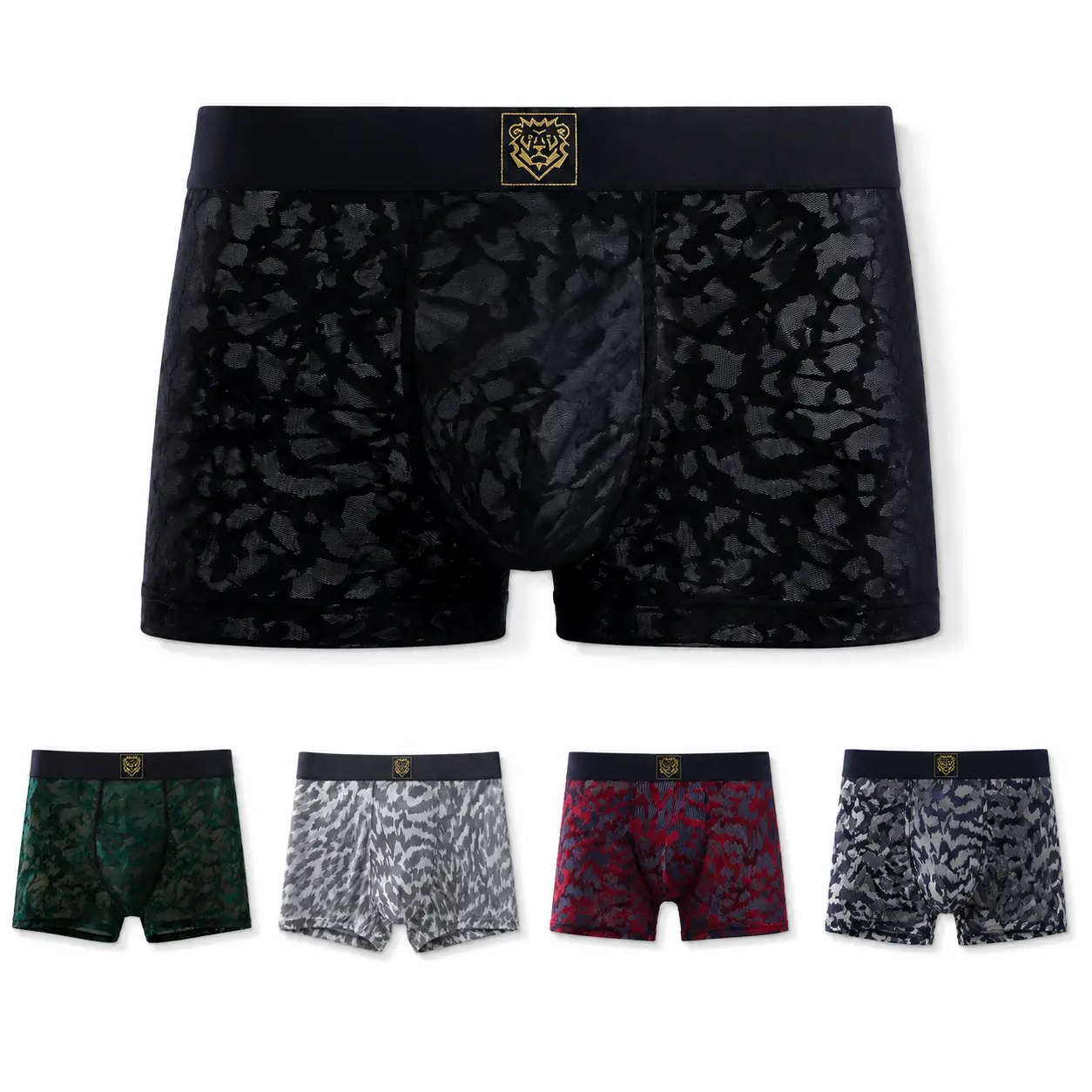 3 Pack Men's Cooling Boxer Briefs, Breathable Mesh Trunks with Moisture-Wicking Stretch, Soft Lightweight Underwear, Midnight Camo Series