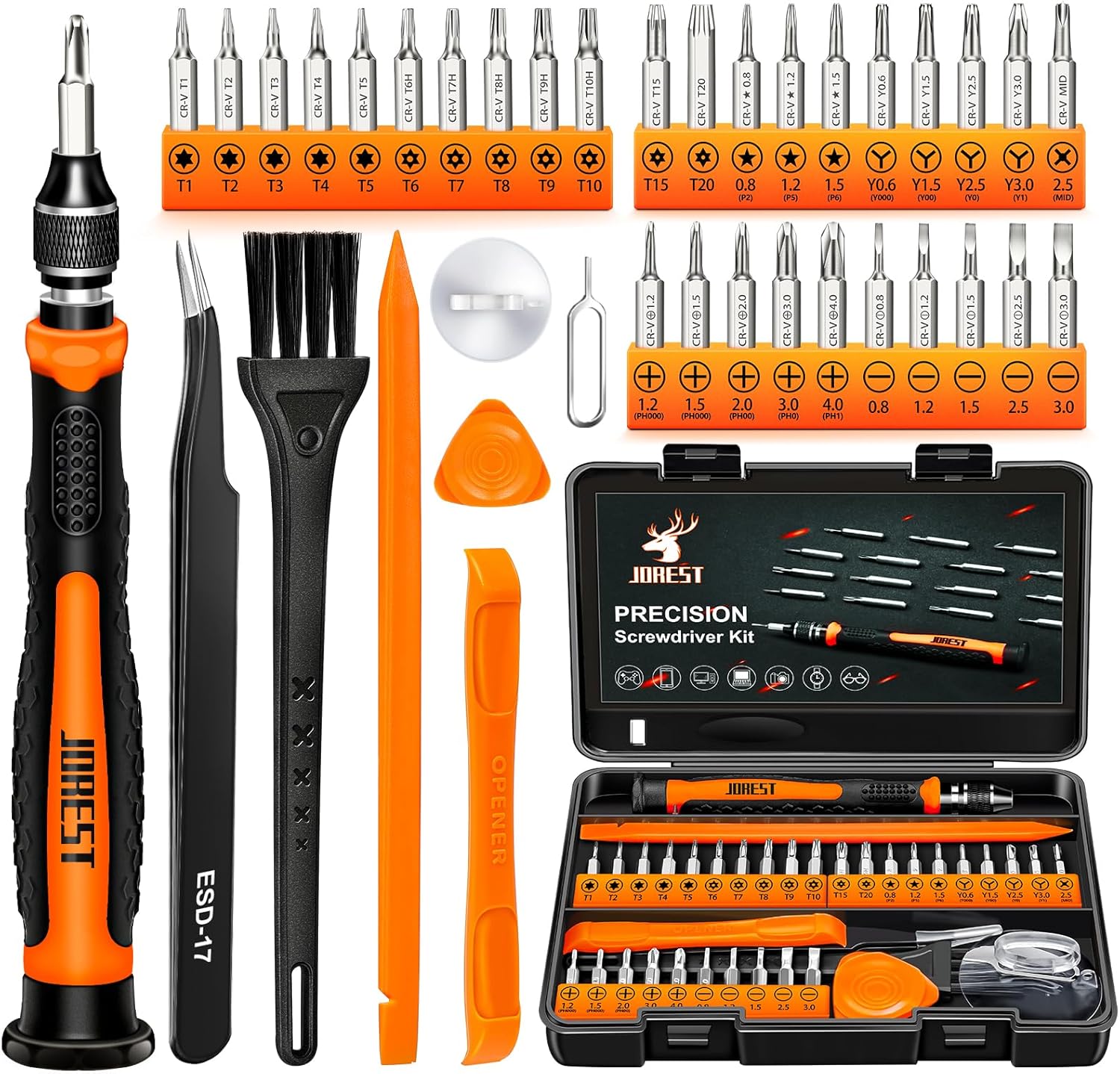 38Pcs Small Precision Screwdriver Set with Torx T5, T6, Y00, Mini Repair Tool Kit for Macbook, Computer, Laptop, iPhone, PS4 PS5, Xbox, Switch, Eyeglasses, Watch, Ring Doorbell, Electronic, etc