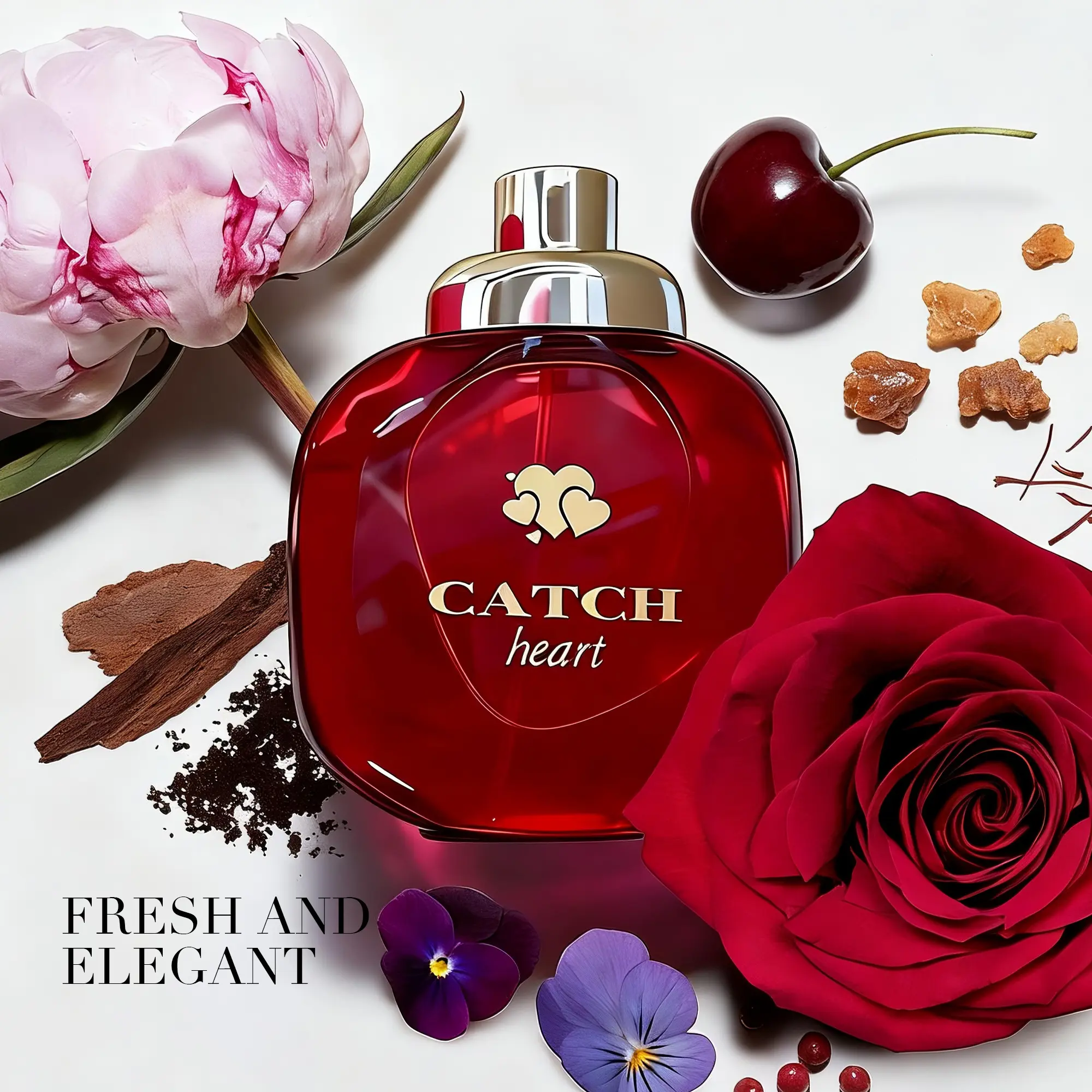 Catch Heart For Women Eau de Parfum 100ml Sweet Fruity Floral Gourmand Fragrance with Red Berries Raspberry Romantic Rose Vanilla Long Lasting Luxury Perfume for Her