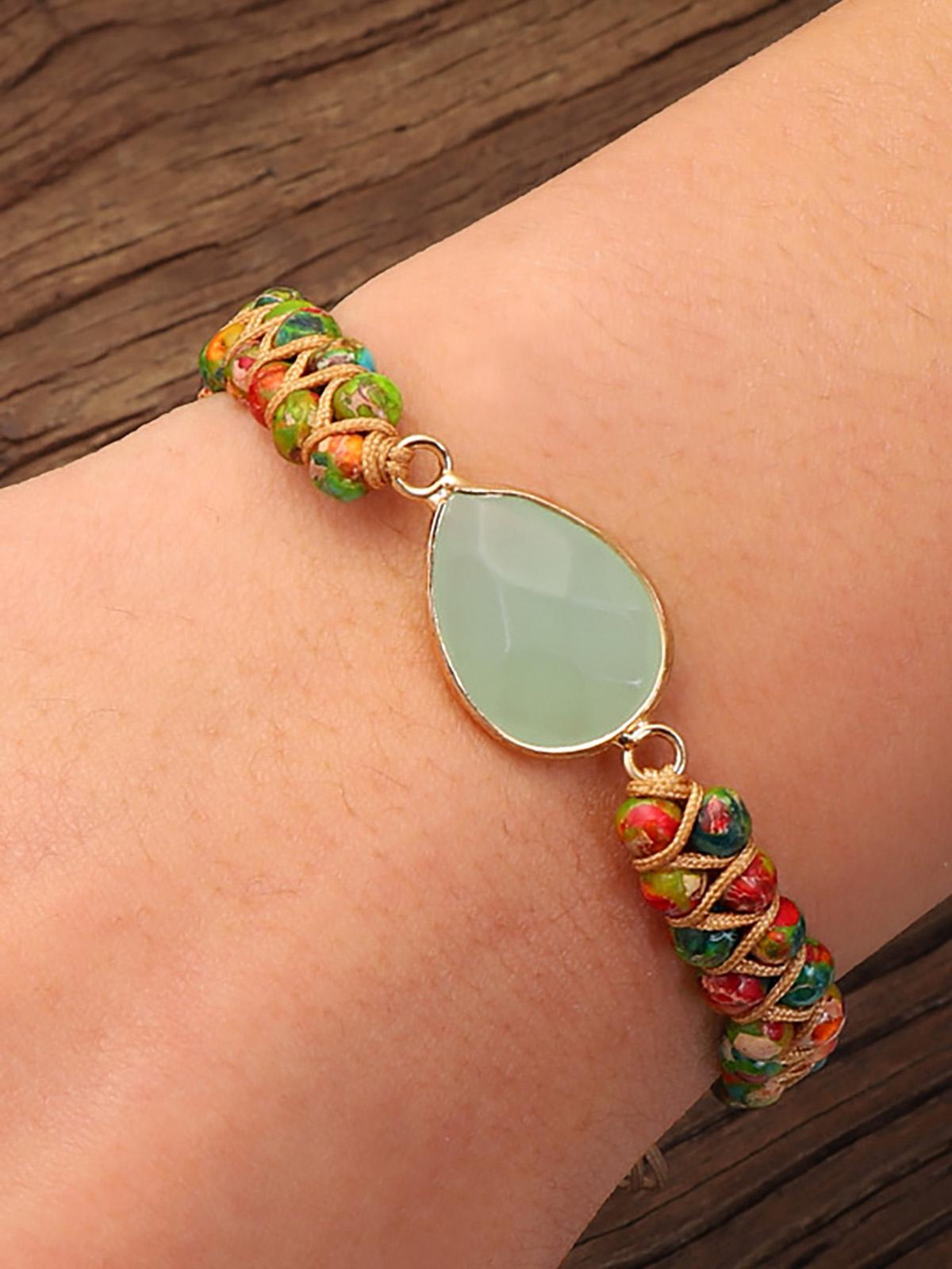 Amazonite Bracelet - Handmade Natural Gemstone Adjustable Bracelet- Healing Gemstone Bracelet for Emotional Balance and Anxiety Relief Beaded Round
