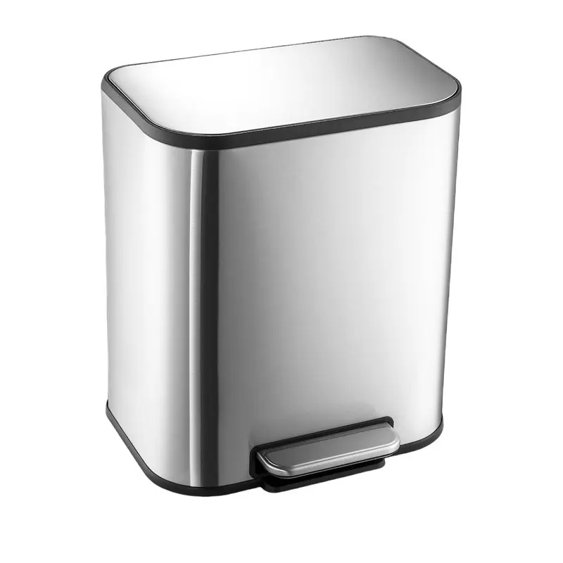 GARVEE Stainless Steel Trash Can, 5.3 Gallon with Lid, Step-On Pedal and Inner Bucket, Rectangular for Kitchen, Office, Living Room (20 L)