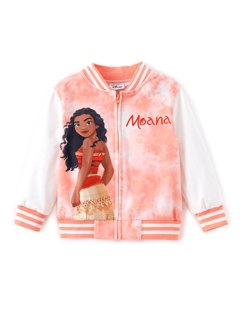 Disney Princess Kids' Baseball Jackets Featuring Moana Rapunzel & Other Princesses Colorful Printed Cute Style