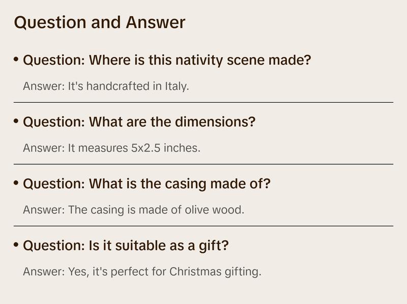 Olive Wood Nativity Scene, Size 5x2.5 Inches