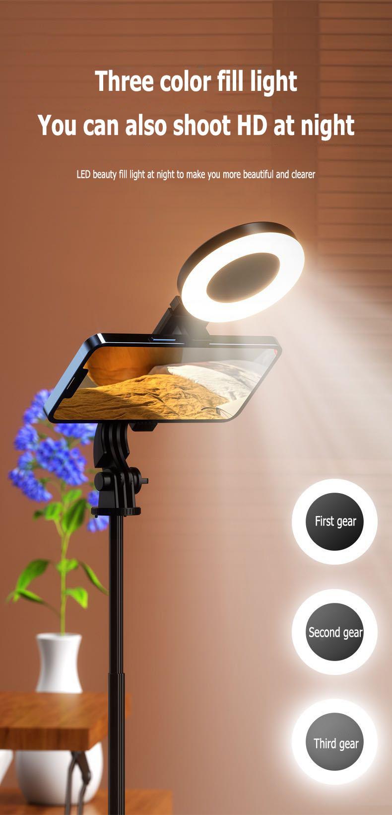 Upgrade 6 in 1 Selfie Stick With Fill Light, 67" Phone Tripod & Wireless Remote Page Turner,Bluetooth Camera Video Recording Remote,Music Control, for iPhone ,iPad ,iOS,Android