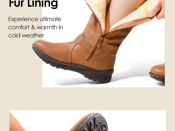 DREAM PAIRS Women's Winter Fully Fur Lined Zipper Closure Snow Knee High Boots