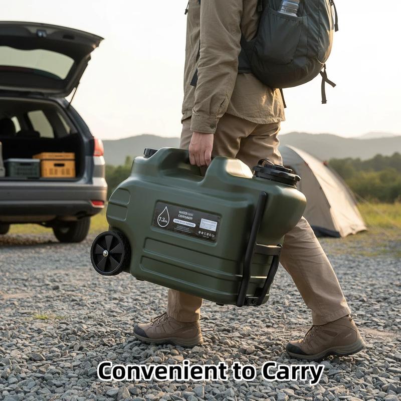 7.2 Gallon Large-Capacity Outdoor Water Container Wheeled Portable Food-Grade Material 100% Leak-Proof Design Ideal for Camping Emergency Water Storage