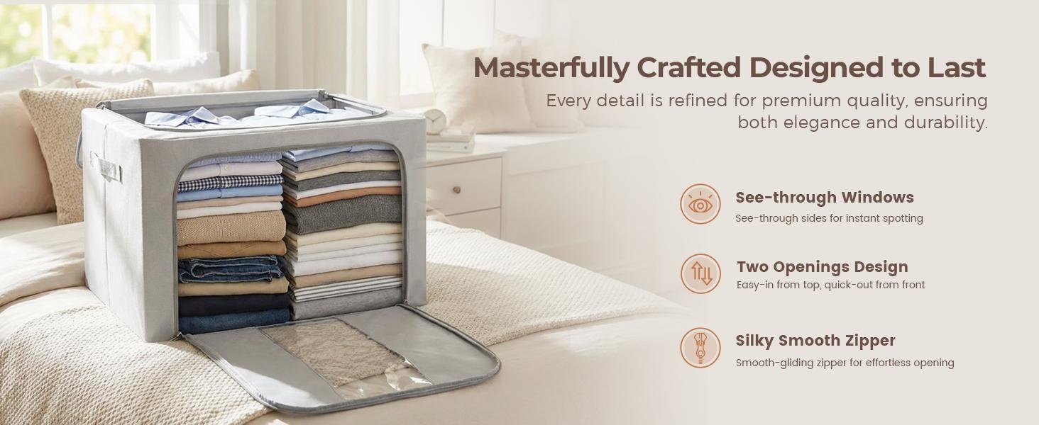 【NewYear2026】Foldable Storage Bin 3-Pack, 66L Large Capacity | Perfect for Clothes & Bedding Organization