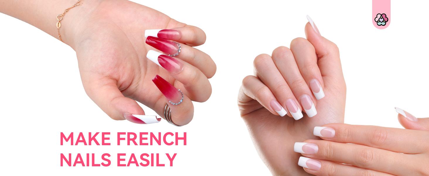 SAVILAND French Tip Nail Stamp Kit – 4PCS Silicone Stampers (Long & Short) With Scrapers For DIY French Manicures At Home Or Salon-quality Results