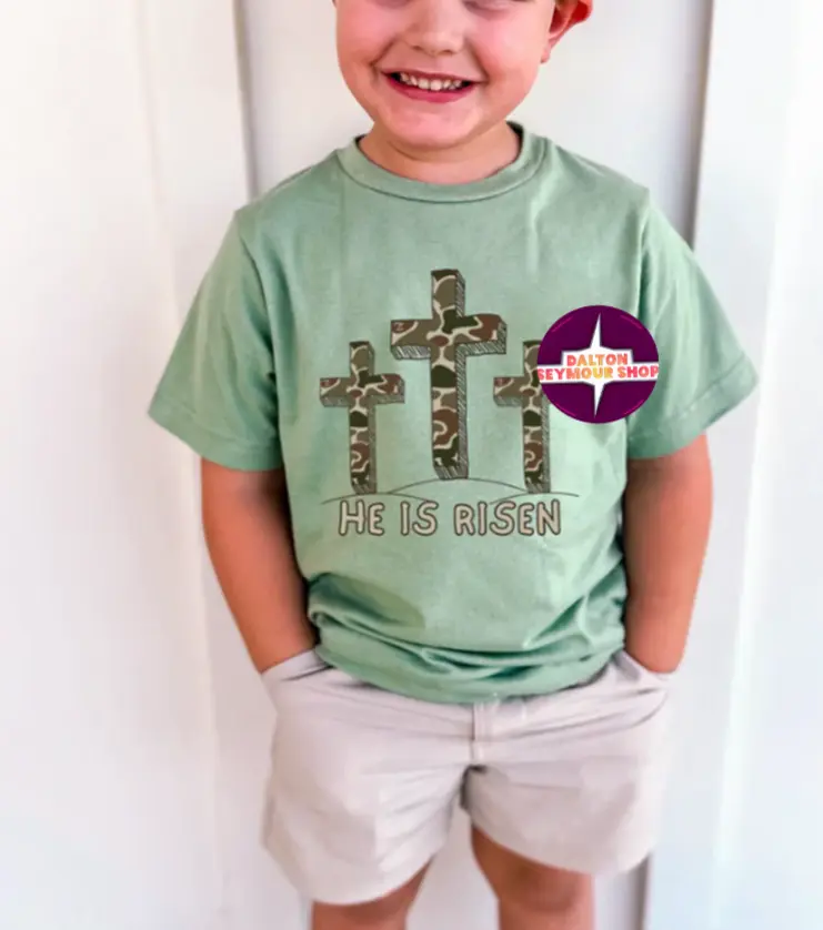 YOUTH & ADULT Camo Cross Trio shirt, country boy clothes, toddler boy clothes, easter's day, family matching shirt