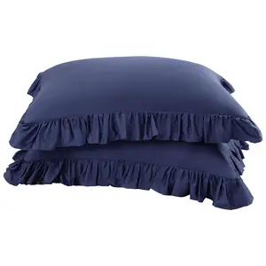 PiccoCasa Ruffled Pillow Shams Set of 2, Soft Breathable Cotton Bed Pillow Covers with Envelope Closure, Ruffle Pillow Case