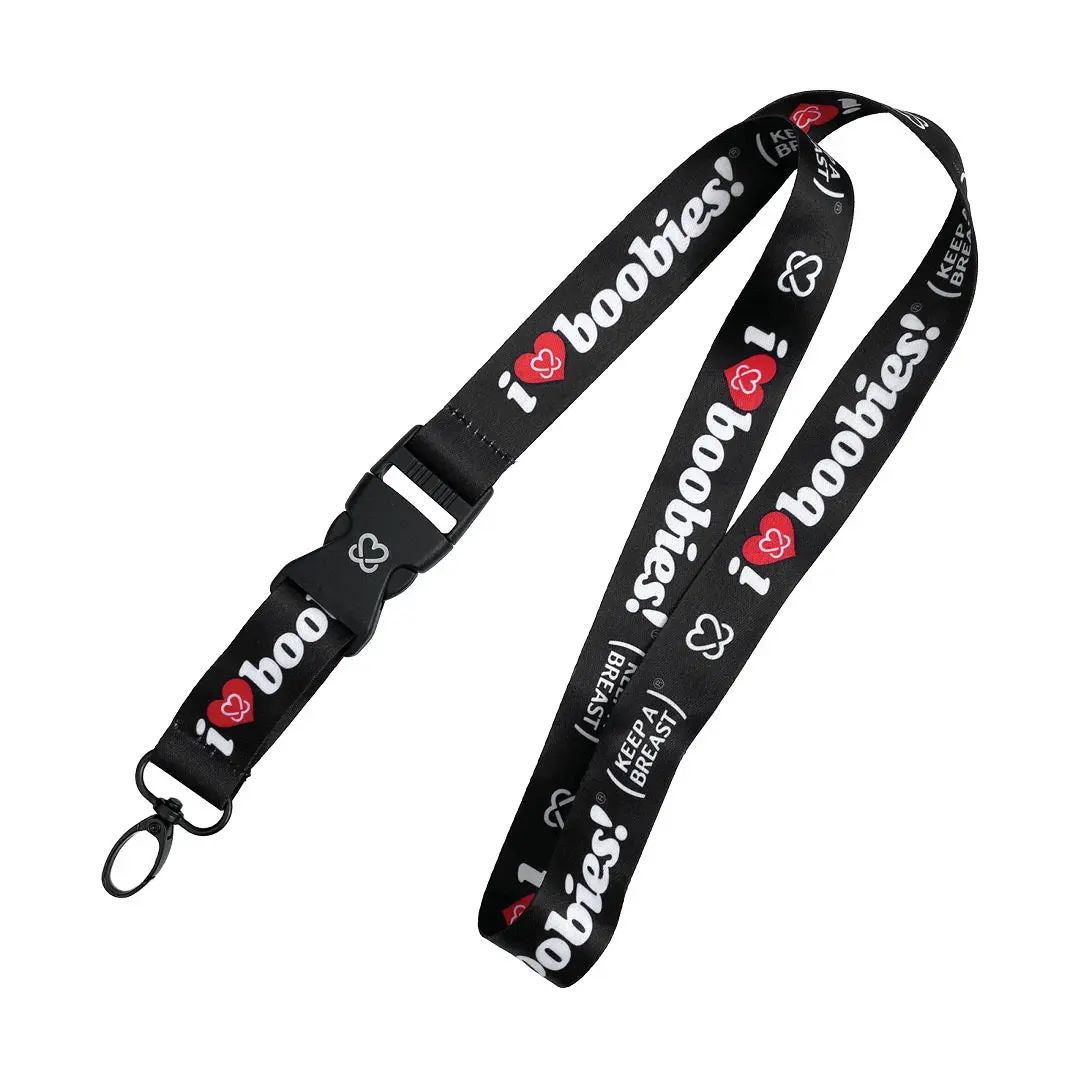 i love boobies! Lanyard - Shadow Red (Black / White / Red Heart)