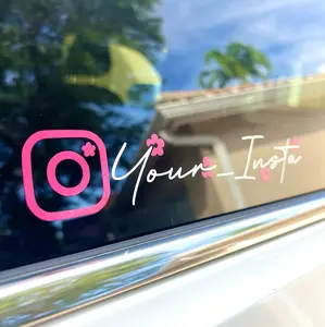 Custom Heart Instagram Tag Decal - Personalized Vinyl Sticker for Car - 9x2 Inches - UV & Weather Resistant - Rich Colors - Easy Installation - Vehicle Exterior Decoration