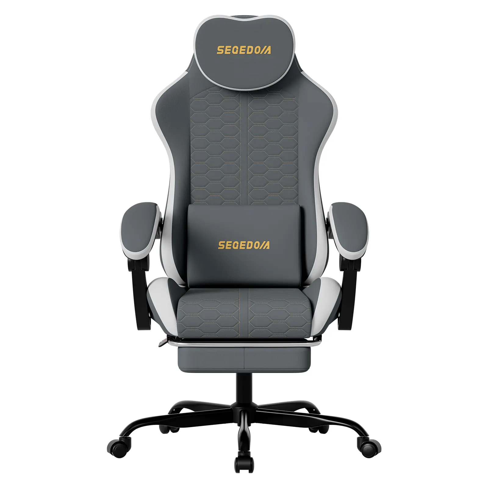 Reclining Gaming Chair with Adjustable armrest Footrest | Ergonomic Spine-Supporting Office Chair | Thickened, Breathable Honeycomb-Patterned wide Cushion | Gas Lift and Silent swivel Casters | Gaming/Office Computer Chair woman man lumbar support