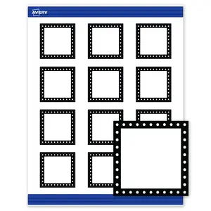 Avery Printable Square Cards, 2" x 2", Matte White, Pre-printed Black & White Polka Dots Design, Sure Feed Technology, Laser & Inkjet Compatible, 240 Total