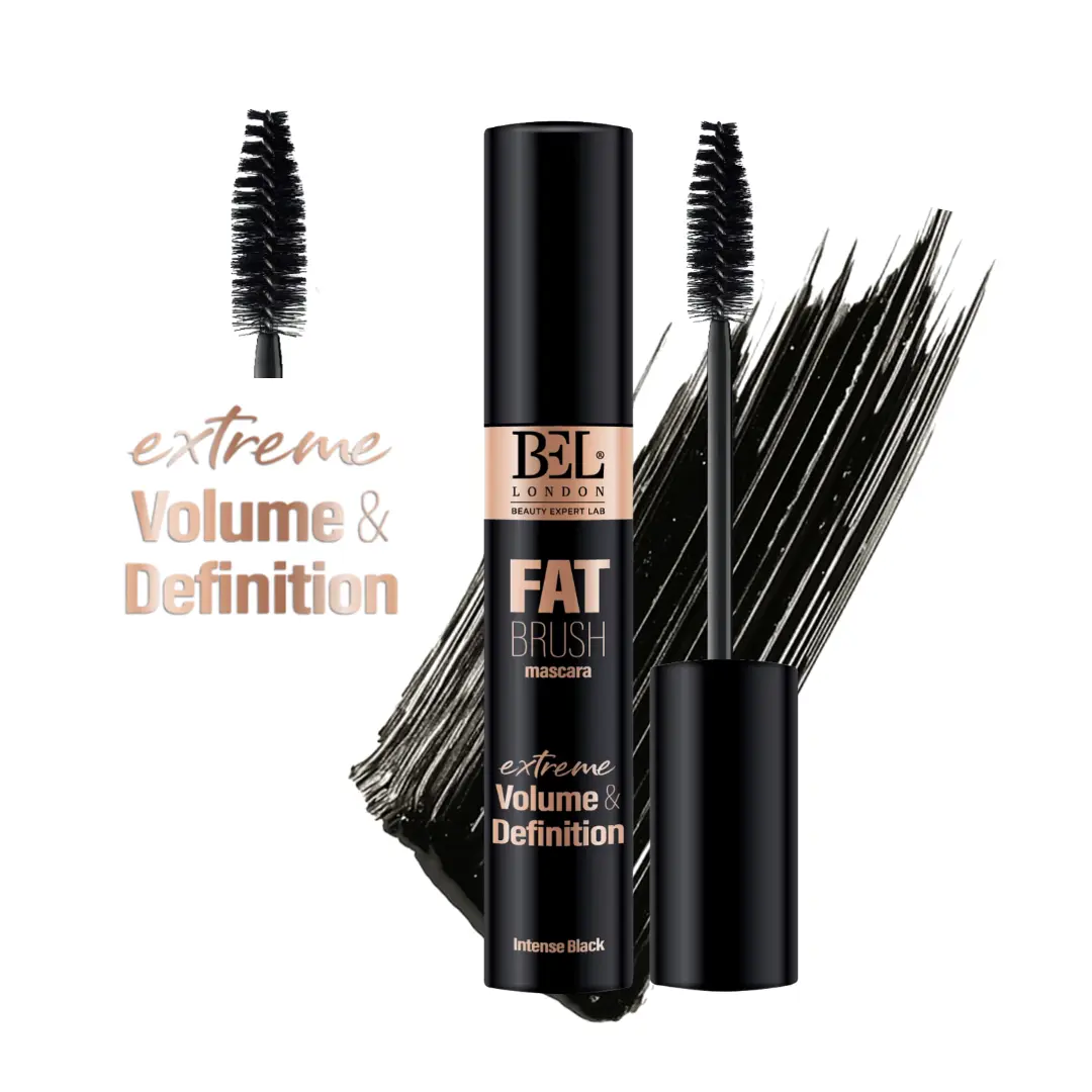 BEL London Fat Brush Mascara – Thick Bristle Brush for Volume & Definition, Separates Lashes for Lifted & Fuller Look