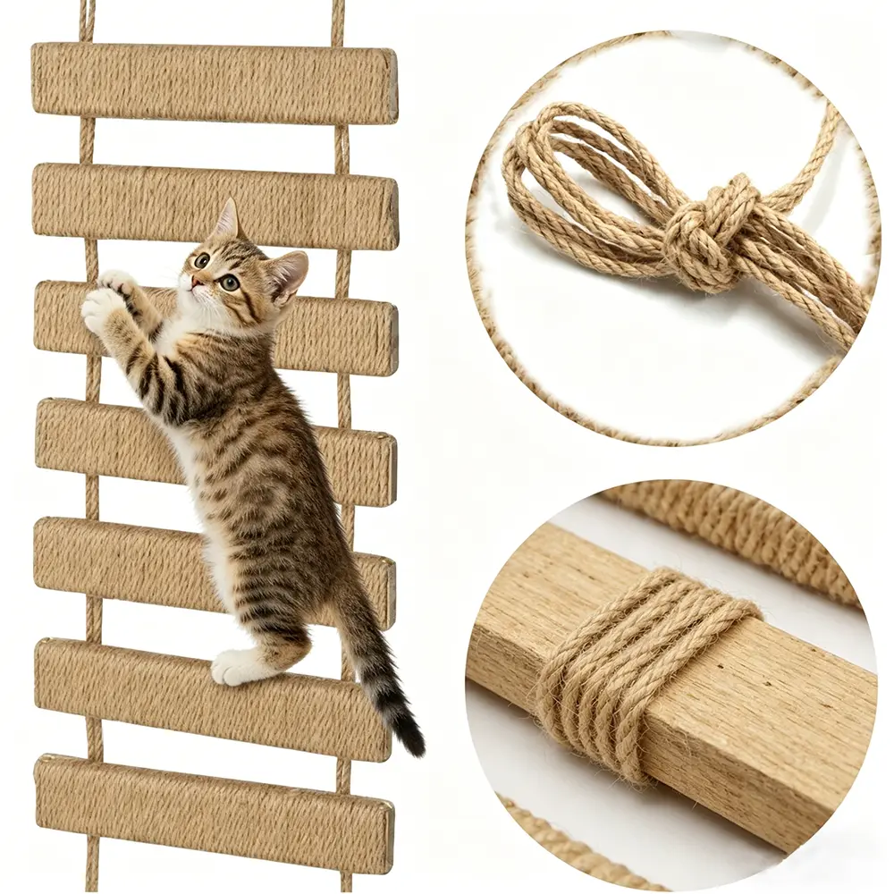39.4 Inch Cat Ladder Bridge with Jute Rope Ladder Wooden Pet Furniture Cat Climbing Frame Cat Scratching Board Toy Cat Tree Cat Accessories Rope Ladder for Cats to Climb #SummerSale