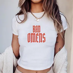 Bad Omens Logo Baby Tee, Alternative Metal Band Crop Top Inspired by Bad Omens, Y2K Aesthetic Band Croptop for Concert Fans