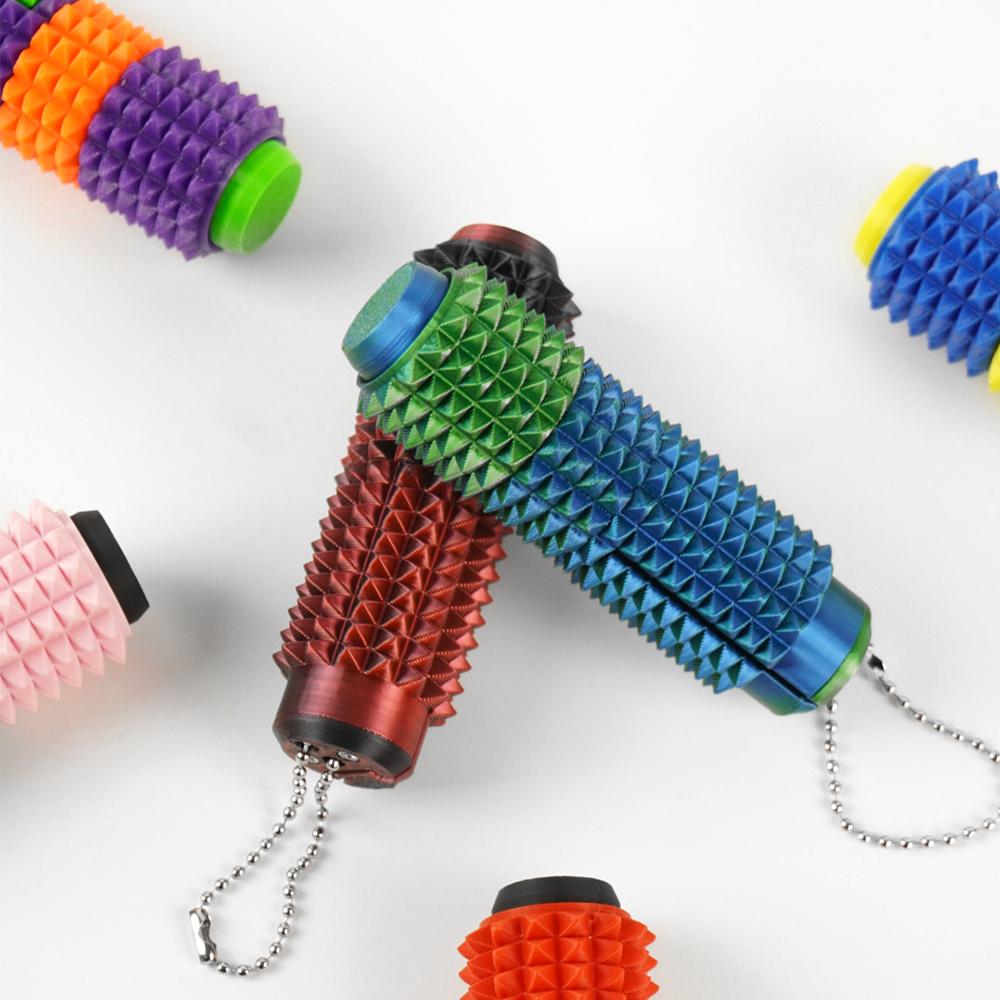 Little Ouchies  Grippie 5-in-1 Design for Stress Relief, Button Clicks, Spinners, Portable Stim Tool,Spiky Grippie Stim, 3D Printed Toys Pain Stim Fidget, Pocket Mini Fidget Toy for Adults Novelty Gifts,Grippie stim keychain