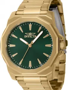 Invicta 42mm Quartz Speedway Dominus Gold Chain Strap and Green Dial Men's Watch + Original Box