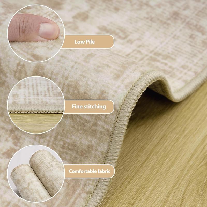 H&D HOME Modern Faux Cashmere Low Pile Area Rug Soft Cozy Microfiber Mat for Living Room Bedroom Non-Slip Rubber Backing Non-Shedding Stain-Resistant Dust-Release Easy to Clean Machine Washable Waterproof Kid & Pet Friendly