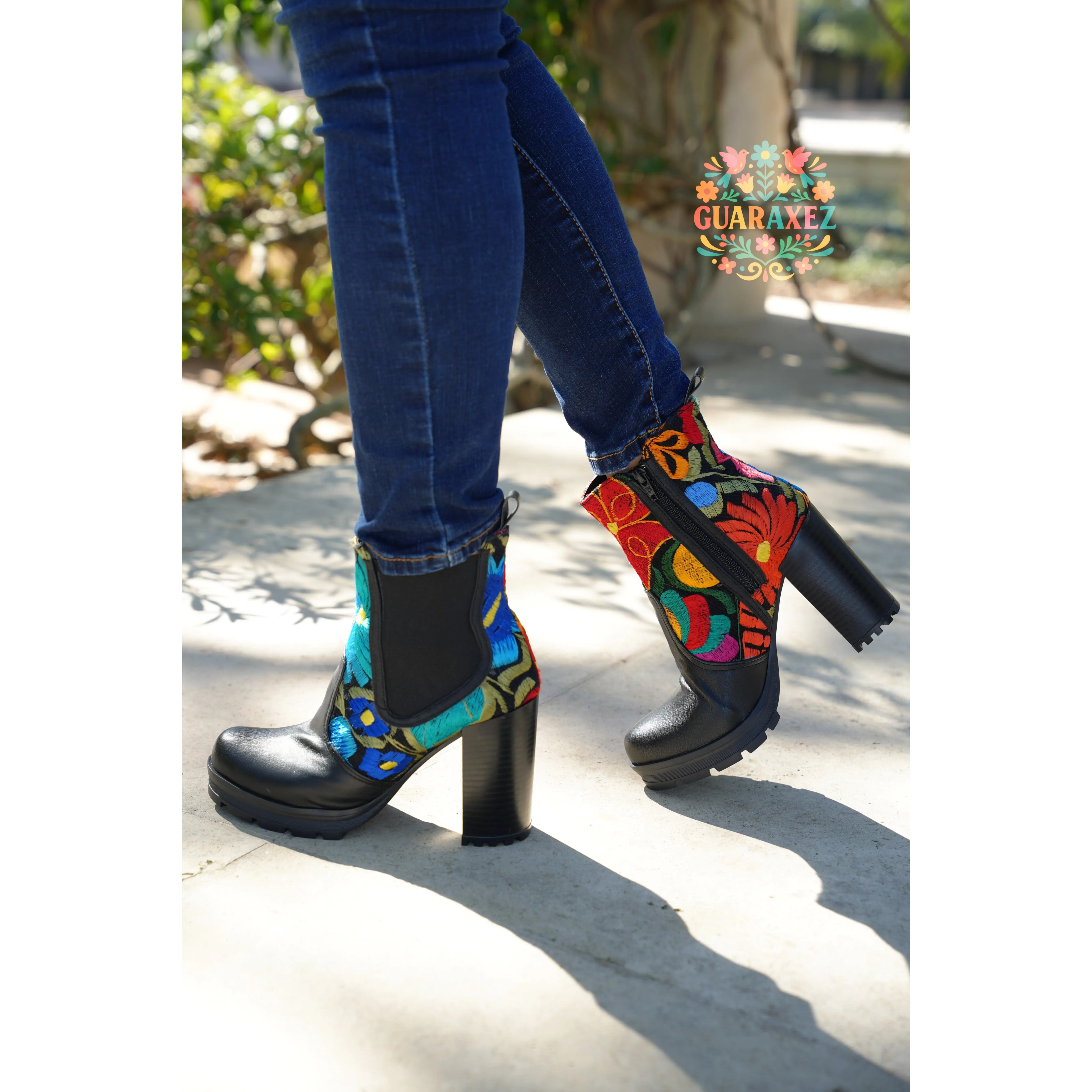 Ameyal Embroidery Booties for Women - Colorful Design, Comfortable Footwear for Walking, Ideal for Decor and Nail Care