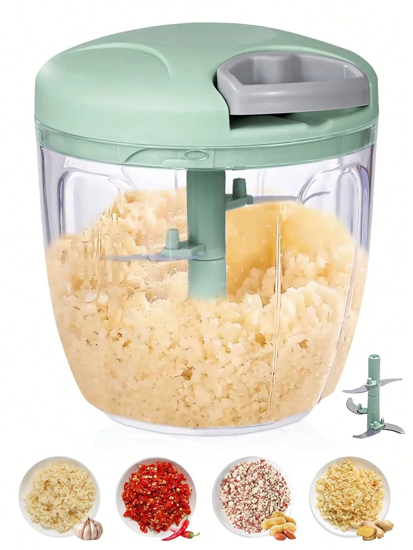 1pc 900ml Manual Food Processor Garlic Vegetable Chopper, Perfect For Chopping Garlic, Ginger, Chili, Onion And Other Food
