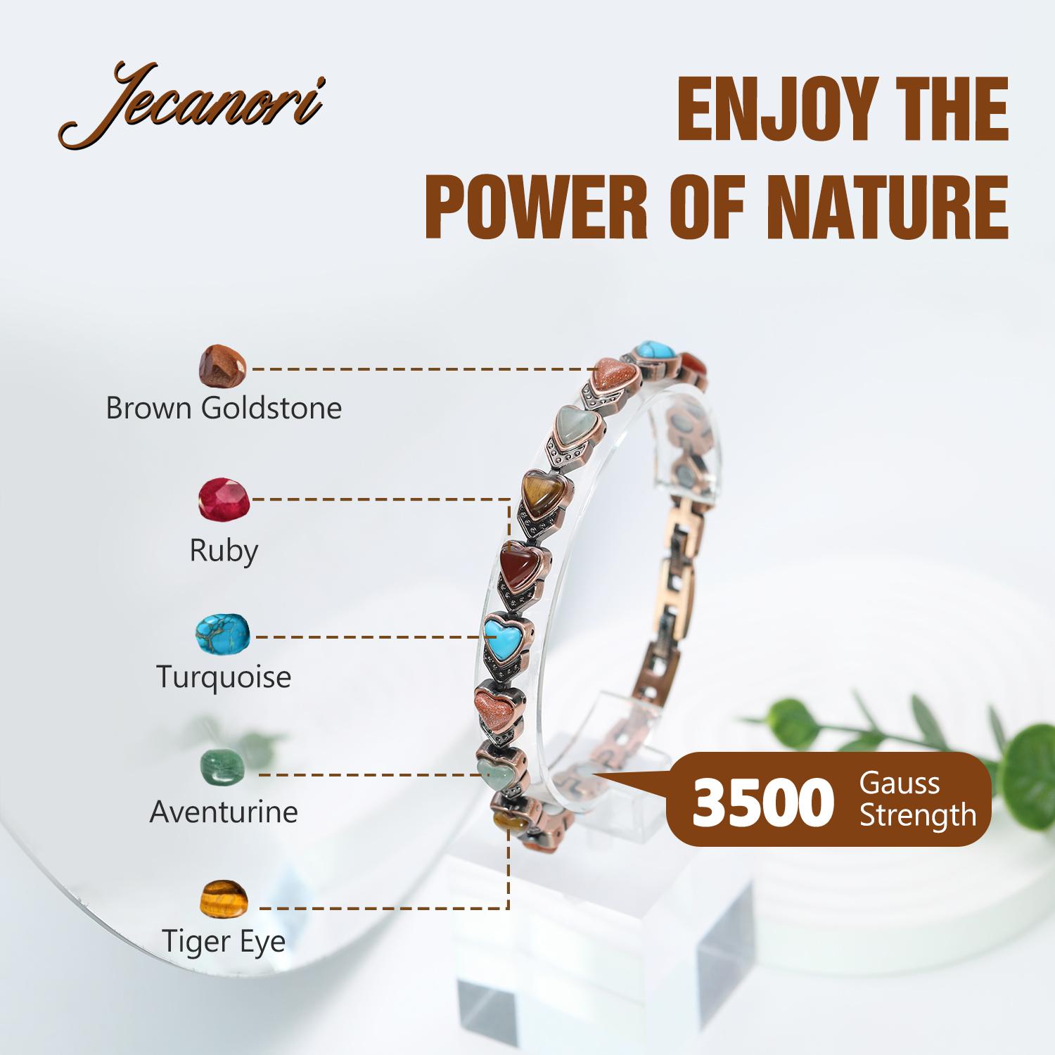 Jecanori Copper Bracelet for Women, Pure Copper Magnetic Bracelets ,Natural Unique Gemstone,  Gifts for Women