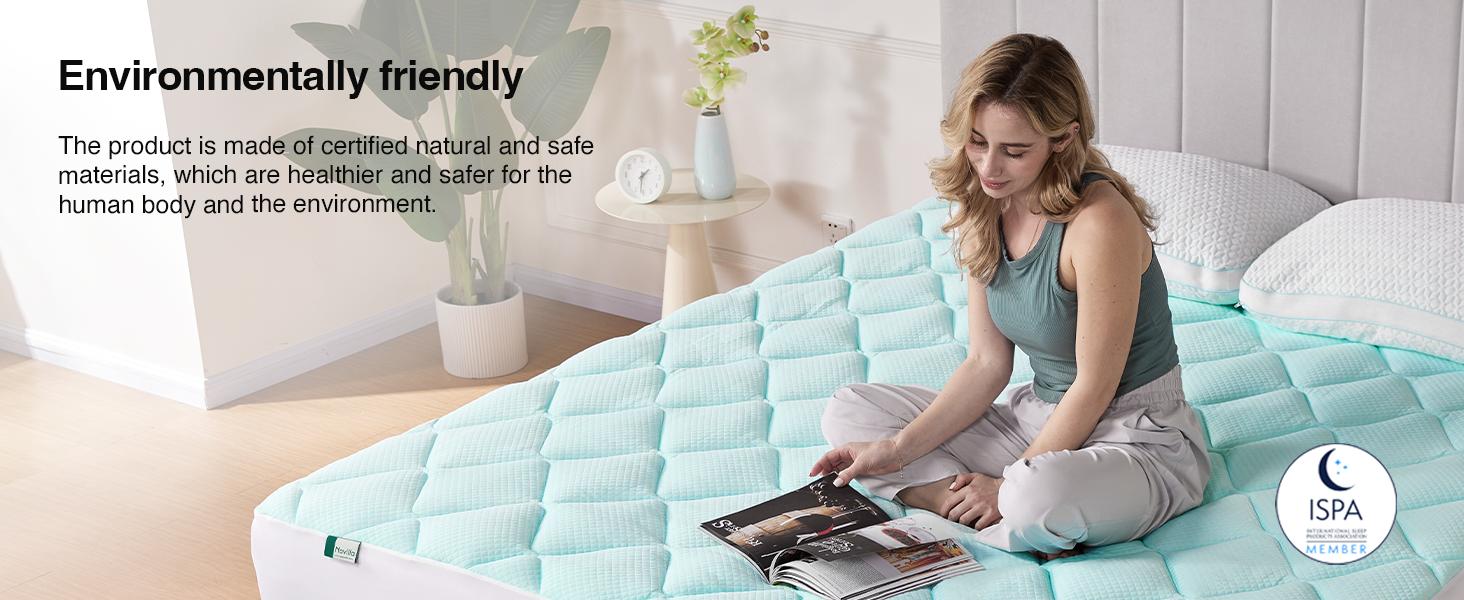 Novilla Cooling Mattress Topper ,Mattress Pad with Deep Pocket for 8-21" Mattress,Soft Mattress Cover for Back Pain Relief,Queen/King Size