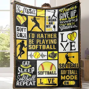 Vintage Softball Collage Blanket – Bold Sporty Decor For Your Bedroom!Ultra-Soft & Stylish For   Celebrate The Love Of The Game Suitable for all four seasons This is the best gift for couples, children, parents and friends, and it can express deep love
