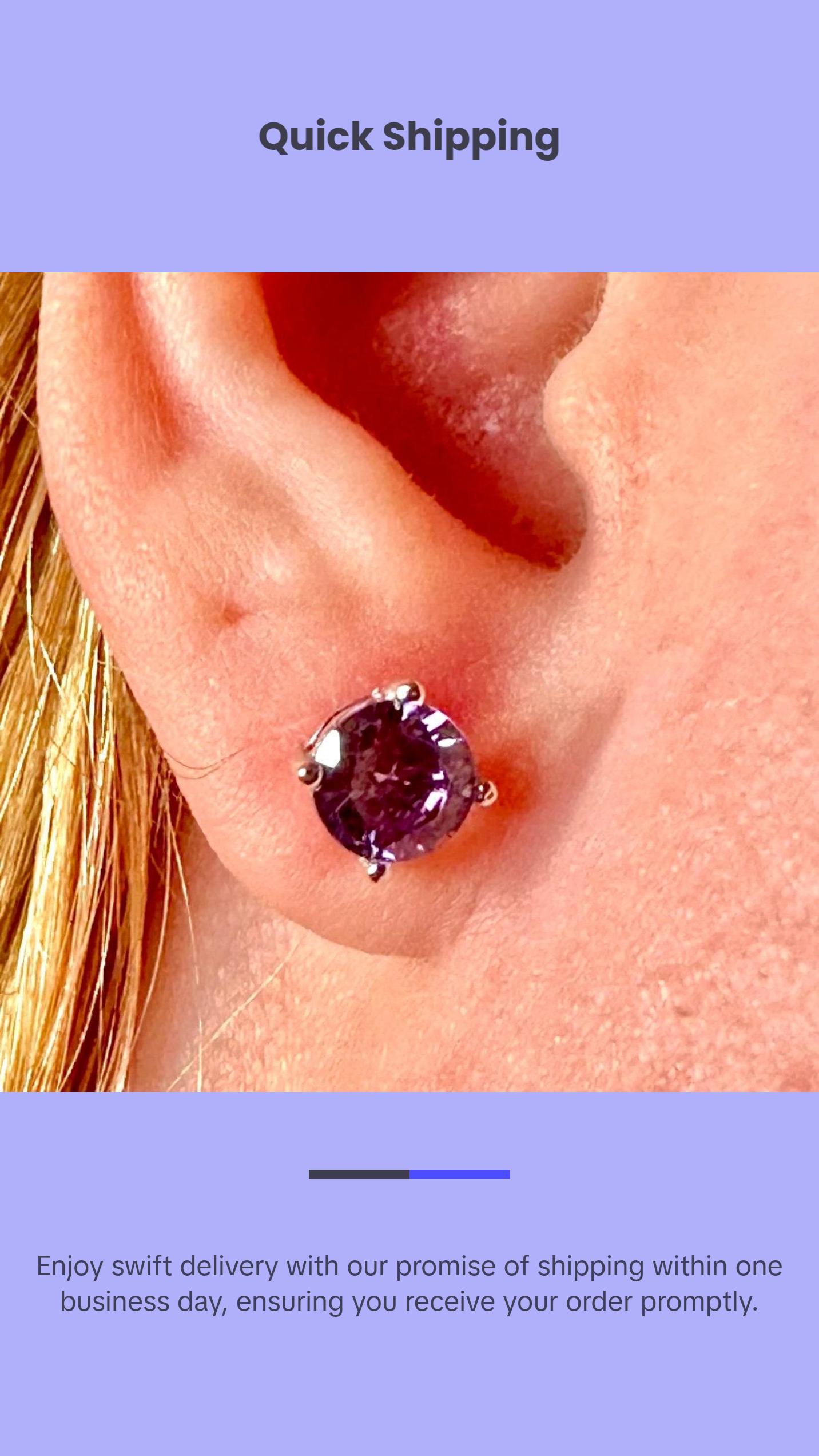 925 Sterling Silver Amethyst Stud Earrings for Women 6MM Birthstone Gift