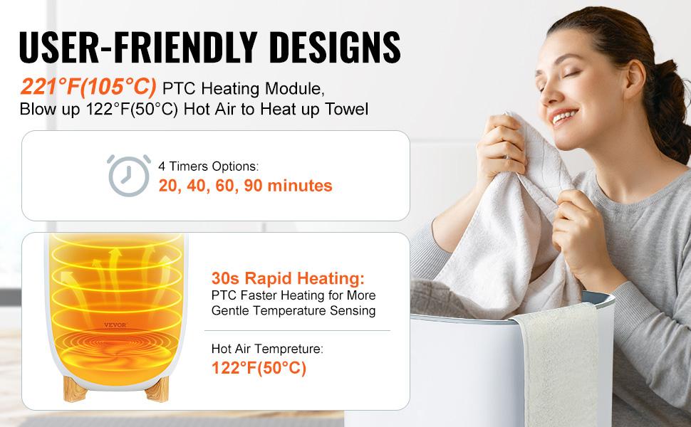 VEVOR Towel Warmer 35L,  Towel Warmer Bucket with Drying Modes(2-5h), Heating Mode 20/40/60/90 Min Auto Shut Off, LED Screen, Luxury Large Towel Warmer for Bathroom, Spa, Bathrobe, Blanket & Pajama