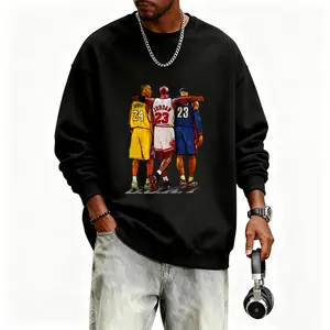 [Basketball Legends Gathering] Classic No.23 & 24 Black Crew Neck Sweatshirt - A Must-Have for Cool Basketball Fans