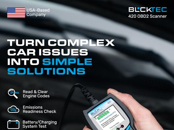 BLCKTEC 420 OBD2 Scanner - Works for All OBD Compliant Cars 1996 & Newer - Car Code Reader & Scan Tool - Fix Check Engine Light Issues & More