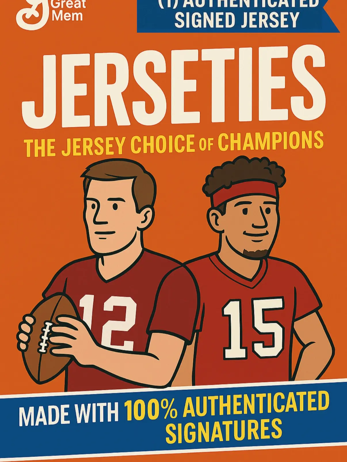 JERSETIES - Authentic Signed Football Jersey & 2023 PANINI Prizm Value Pack - Choice of Champions with 100% Authenticated Signatures
